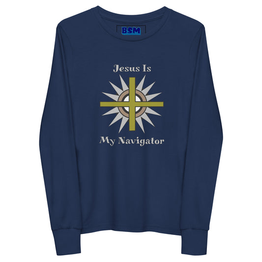 Jesus Is My Navigator Youth Long-Sleeve Tee