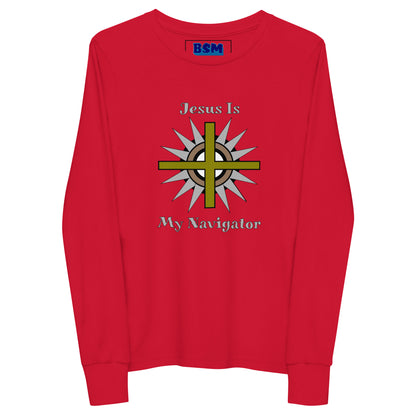 Jesus Is My Navigator Youth Long-Sleeve Tee